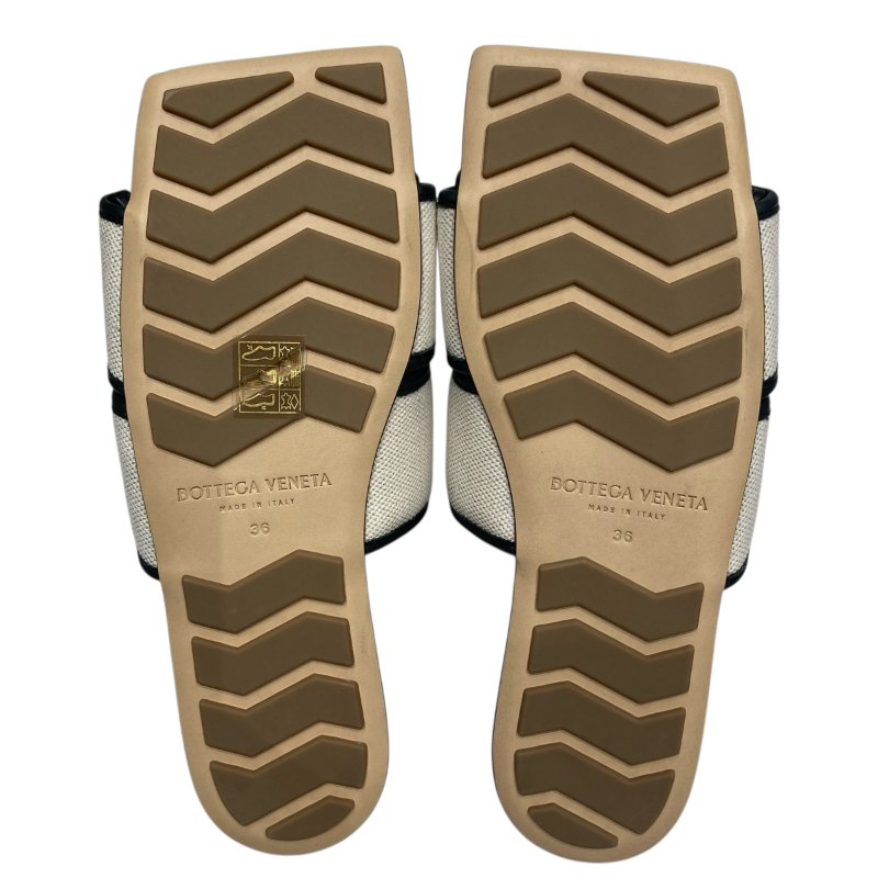 BOTTEGA VENETA 棉麻拖鞋 白/黑 36號-5