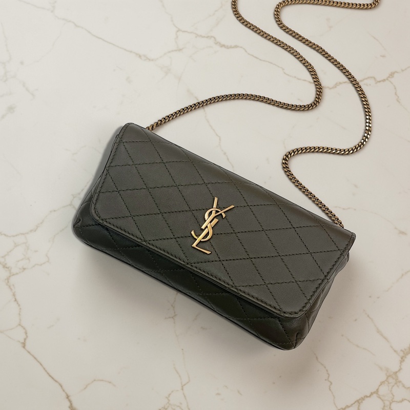 莉亞精品♡YSL 754051 眼鏡盒斜背包 綠 二手-0