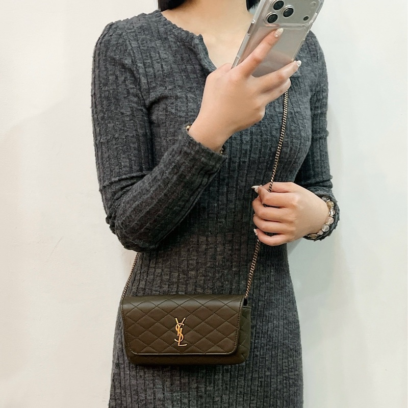 莉亞精品♡YSL 754051 眼鏡盒斜背包 綠 二手-1