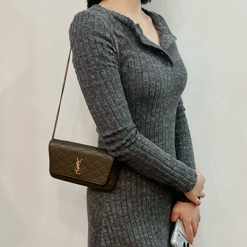 莉亞精品♡YSL 754051 眼鏡盒斜背包 綠 二手-2