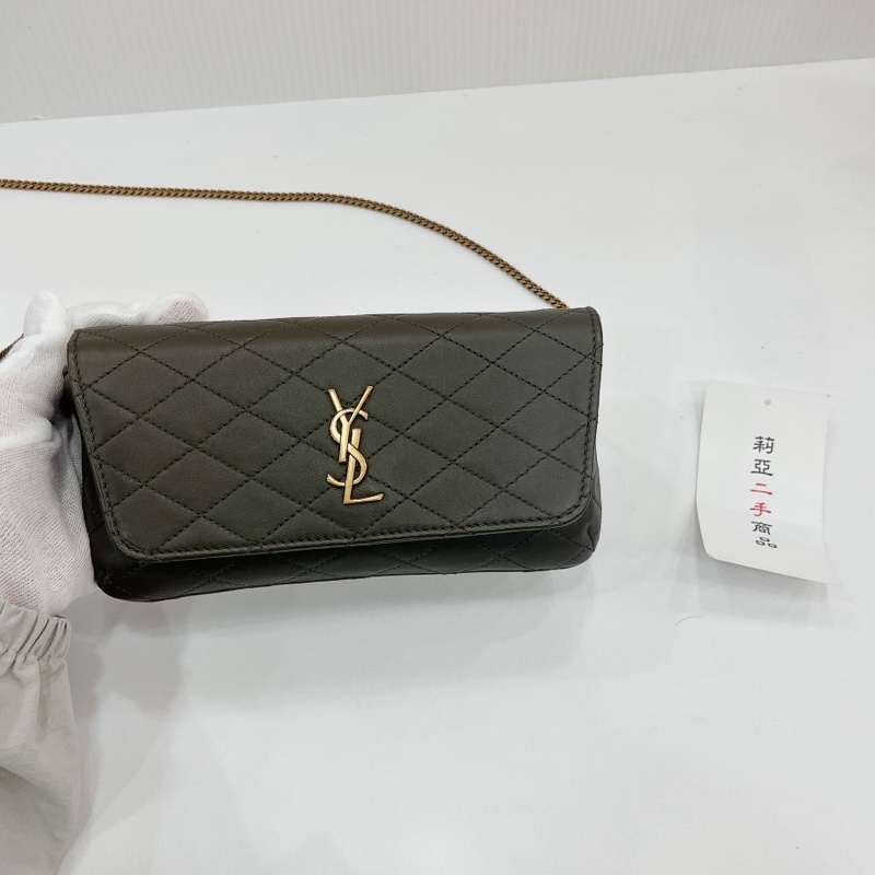 莉亞精品♡YSL 754051 眼鏡盒斜背包 綠 二手-3