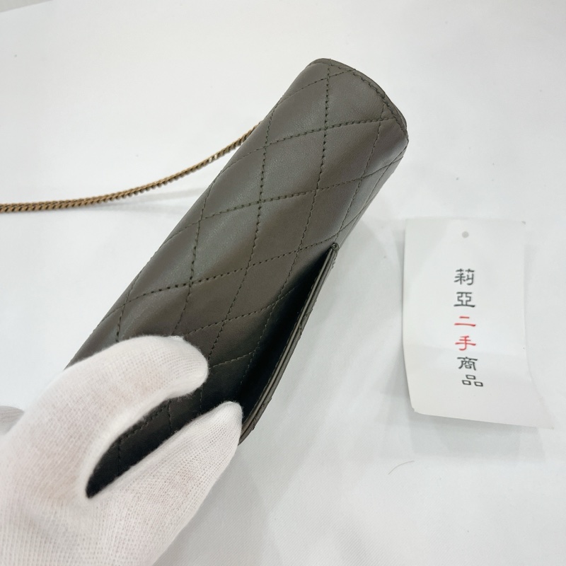 莉亞精品♡YSL 754051 眼鏡盒斜背包 綠 二手-5