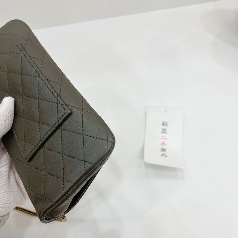 莉亞精品♡YSL 754051 眼鏡盒斜背包 綠 二手-9