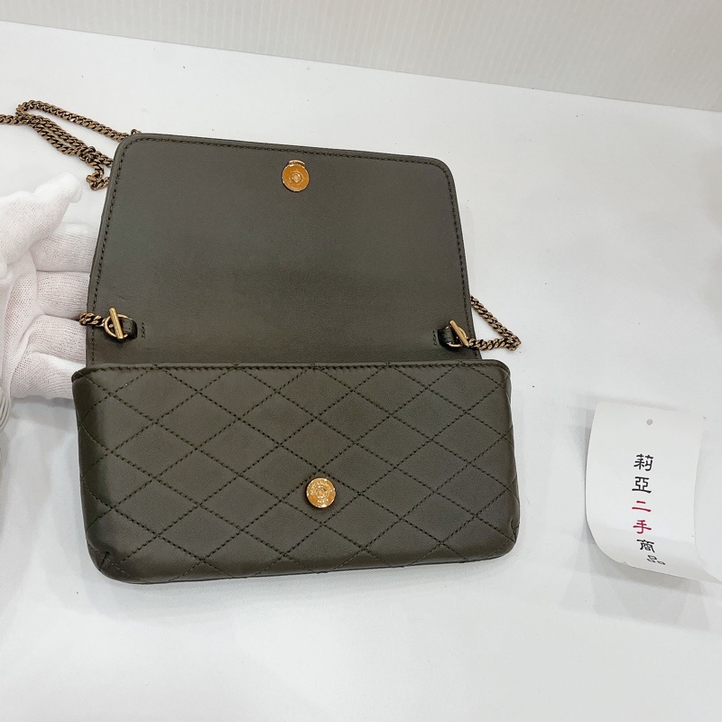 莉亞精品♡YSL 754051 眼鏡盒斜背包 綠 二手-15