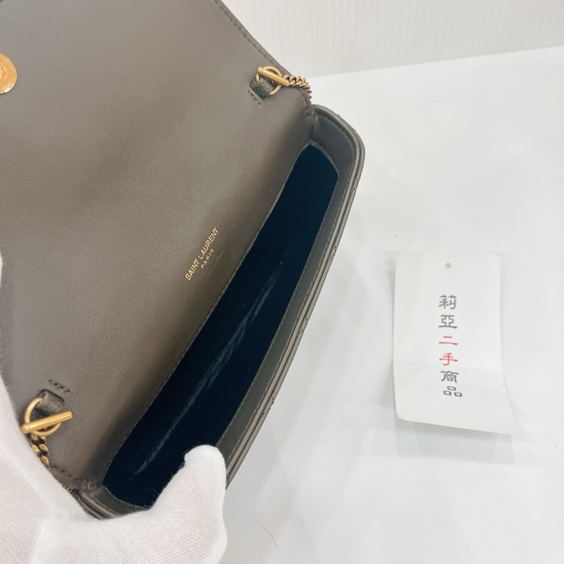 莉亞精品♡YSL 754051 眼鏡盒斜背包 綠 二手-16