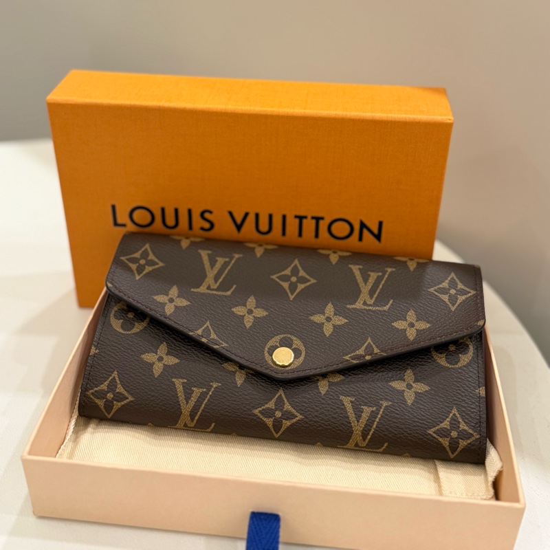 (全新閒置品)Louis vuitton信封式長夾 粉 sarah-0