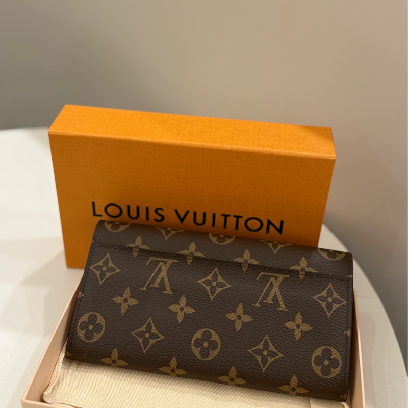 (全新閒置品)Louis vuitton信封式長夾 粉 sarah-1