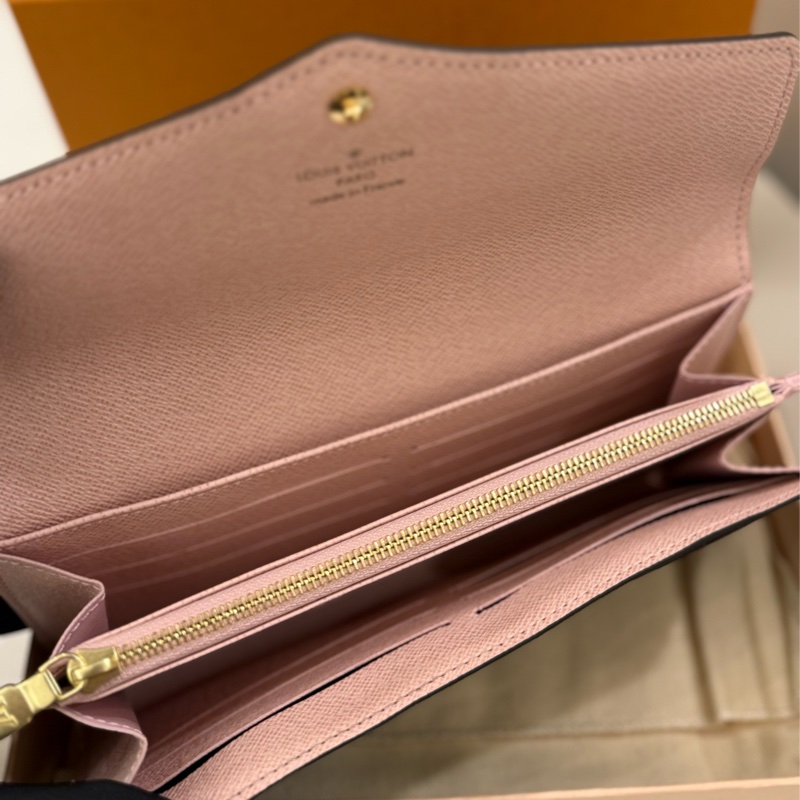 (全新閒置品)Louis vuitton信封式長夾 粉 sarah-3