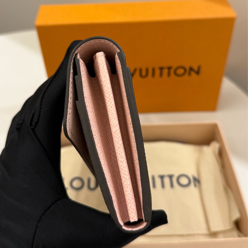 (全新閒置品)Louis vuitton信封式長夾 粉 sarah-5