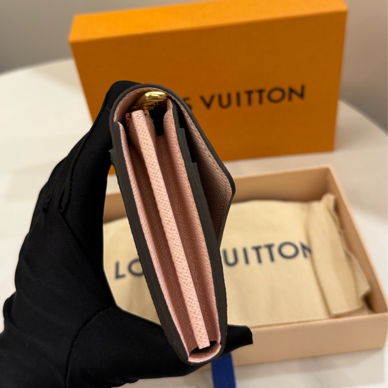 (全新閒置品)Louis vuitton信封式長夾 粉 sarah-6