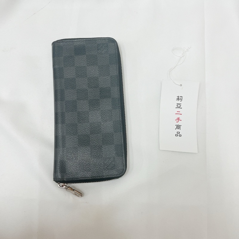 莉亞精品♡LV n63095 黑灰ㄇ拉棋盤格長夾 二手-1