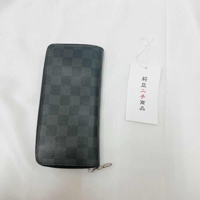 莉亞精品♡LV n63095 黑灰ㄇ拉棋盤格長夾 二手-2