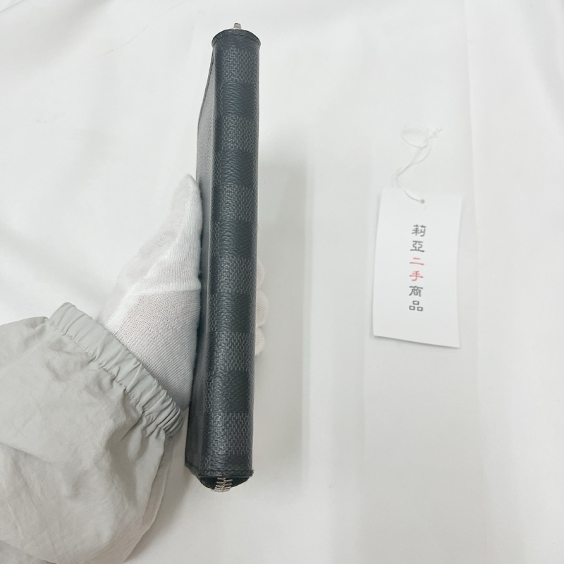 莉亞精品♡LV n63095 黑灰ㄇ拉棋盤格長夾 二手-6
