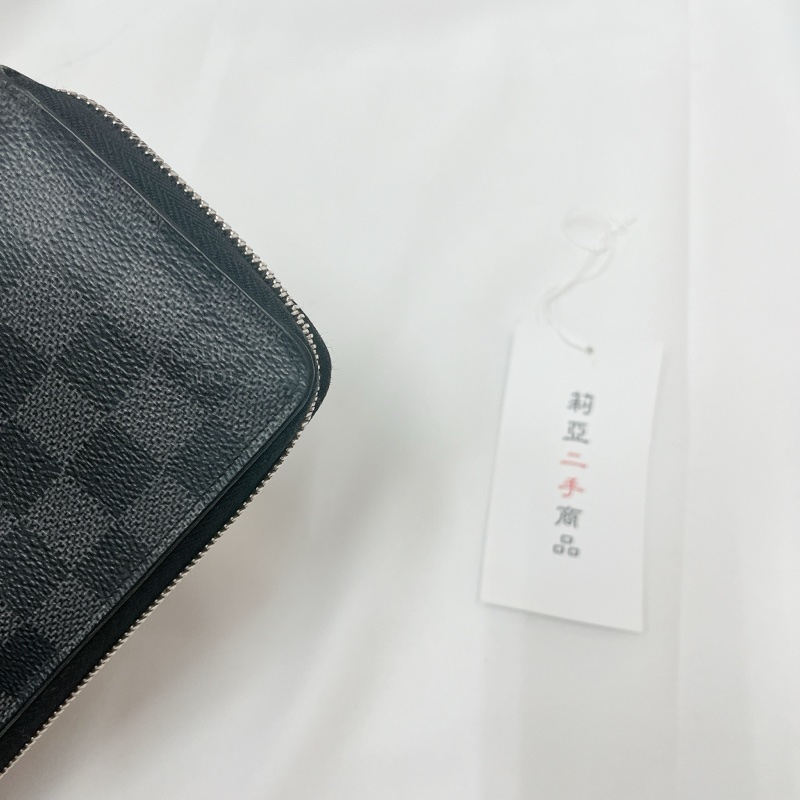 莉亞精品♡LV n63095 黑灰ㄇ拉棋盤格長夾 二手-10