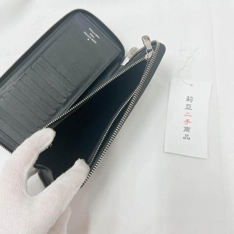 莉亞精品♡LV n63095 黑灰ㄇ拉棋盤格長夾 二手-12