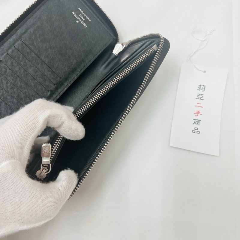 莉亞精品♡LV n63095 黑灰ㄇ拉棋盤格長夾 二手-13