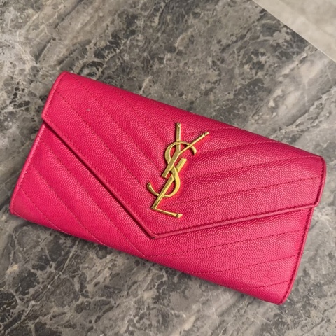 二手 ysl 掀蓋長夾 荔枝牛皮