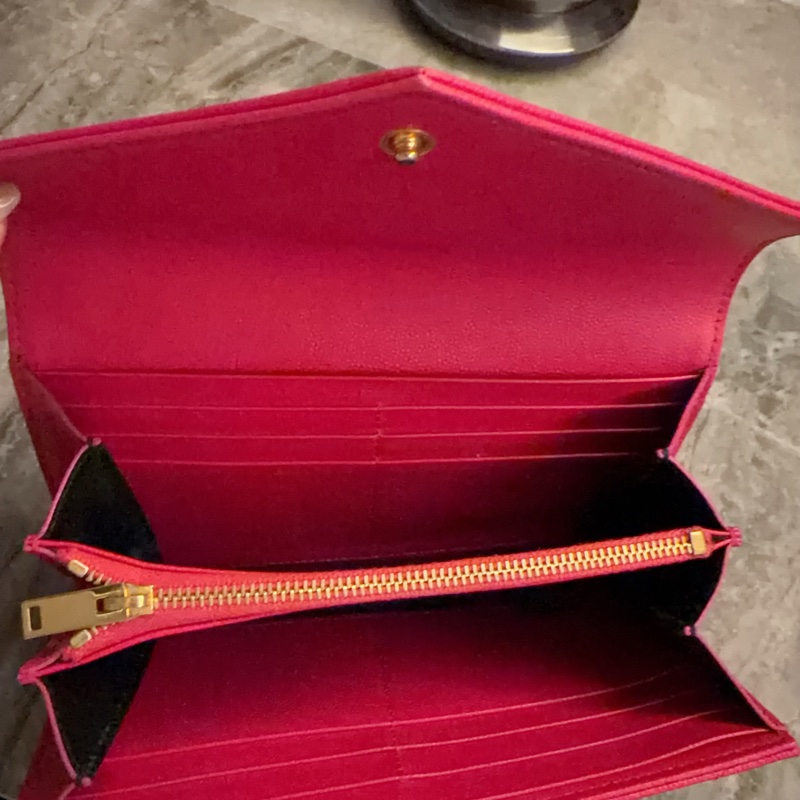 二手 ysl 掀蓋長夾 荔枝牛皮-2