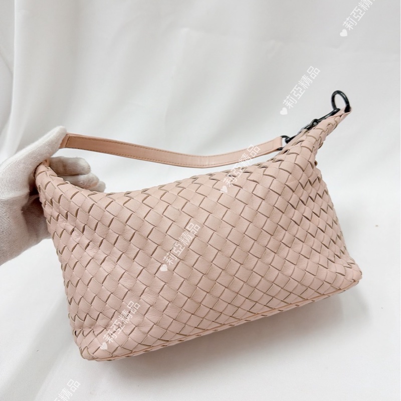 莉亞精品♡BV 小編織手提飯盒包 淡粉 二手-2
