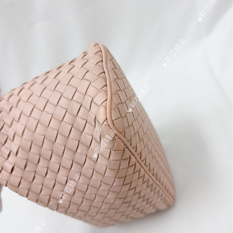 莉亞精品♡BV 小編織手提飯盒包 淡粉 二手-8