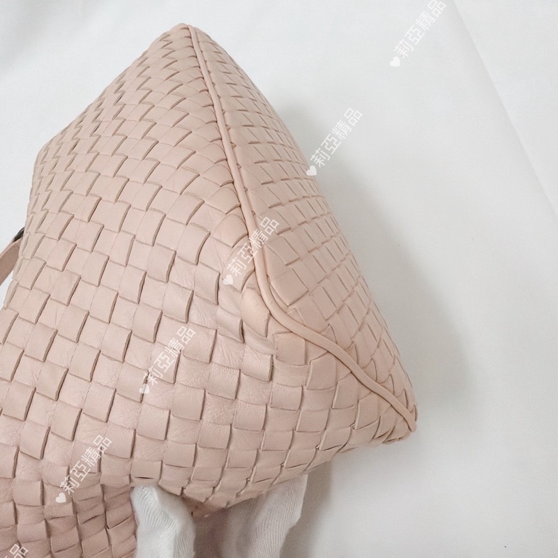 莉亞精品♡BV 小編織手提飯盒包 淡粉 二手-9