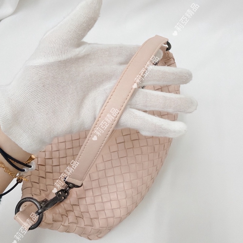 莉亞精品♡BV 小編織手提飯盒包 淡粉 二手-10