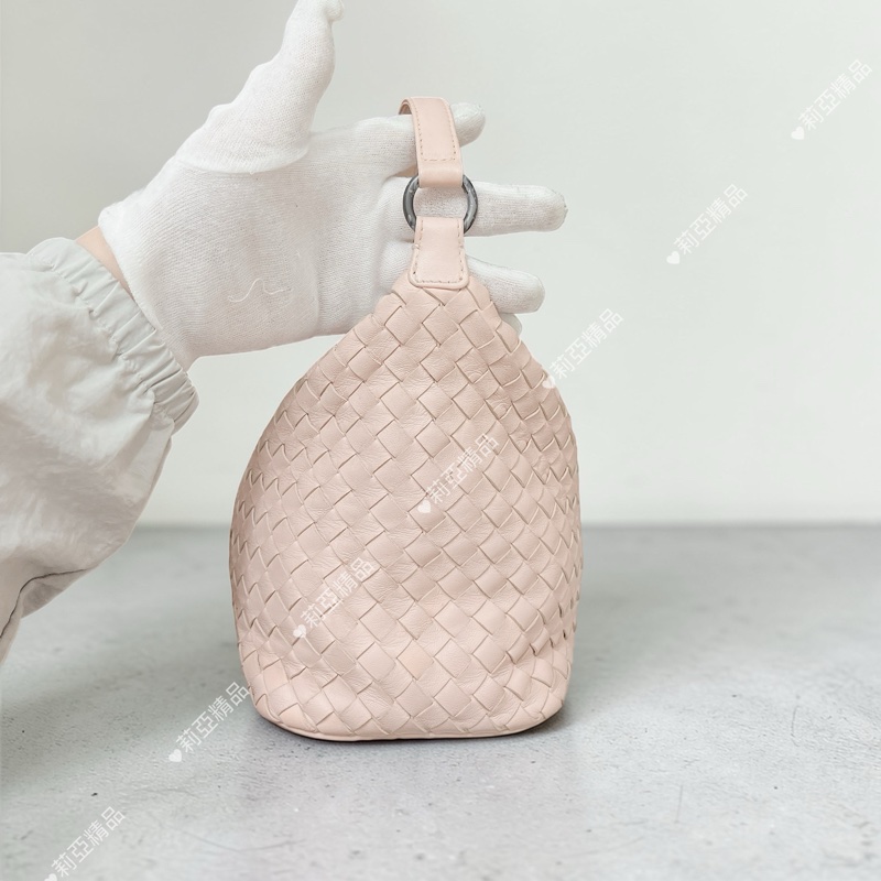 莉亞精品♡BV 小編織手提飯盒包 淡粉 二手-12