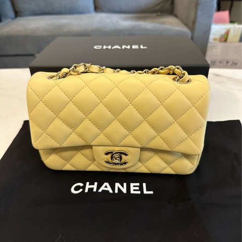 Chanel mini coco黃方胖晶片款