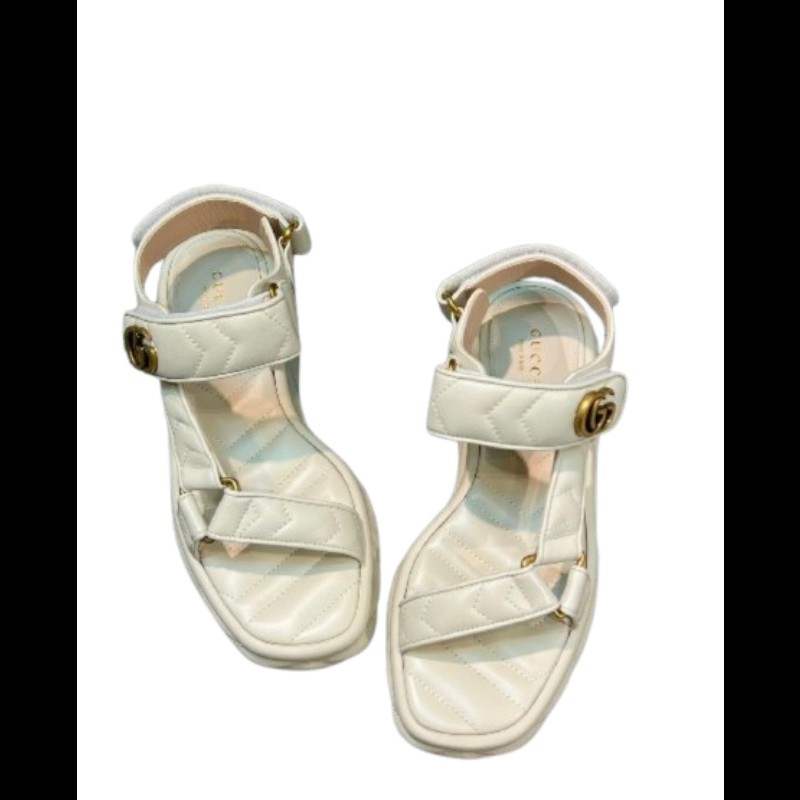 Gucci GG 白色皮革涼鞋 春夏季女鞋 37 碼-3