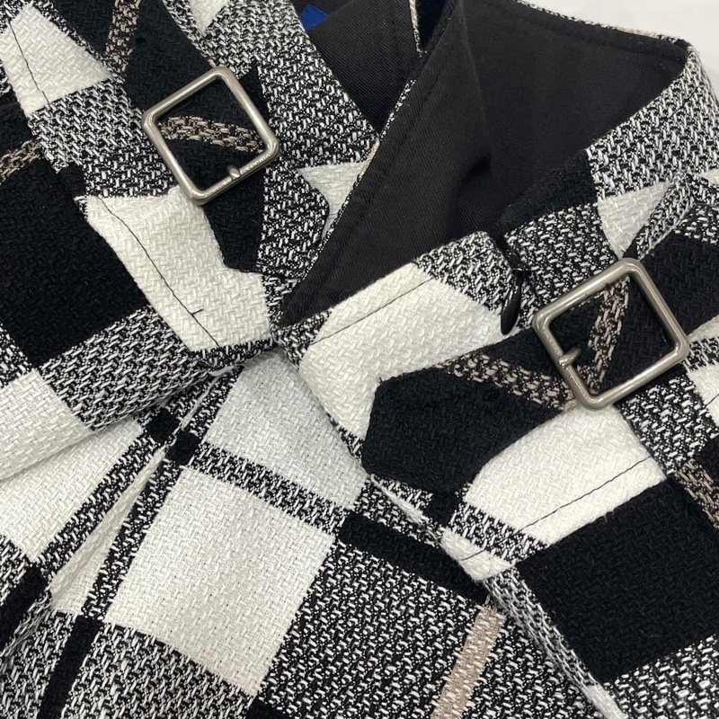 BURBERRY 藍標 黑白格紋二側腰環褲裙-4