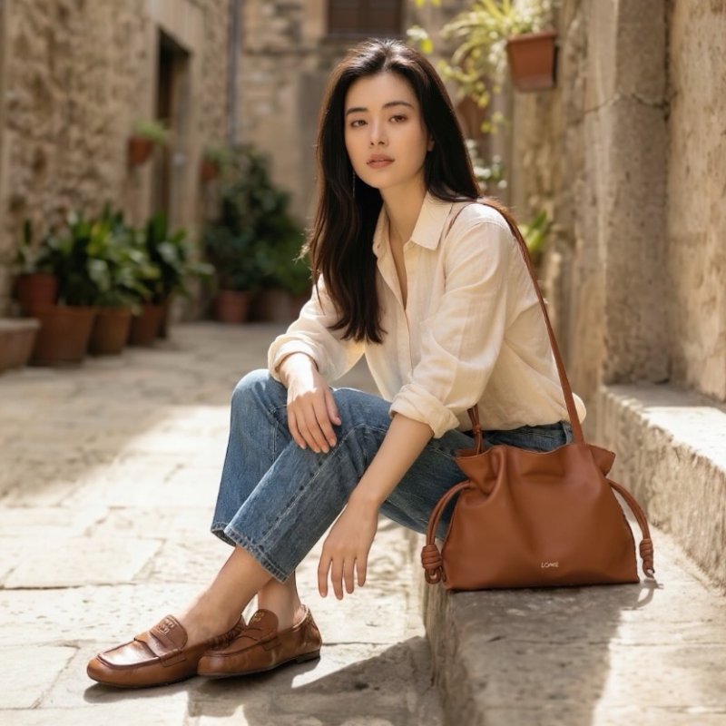 ✨2026季度全新✨Miu Miu 5D341E Ruches 納帕軟皮樂福鞋 橡樹棕﻿ IT 36.5/37/37.5/38/38.5 0-2