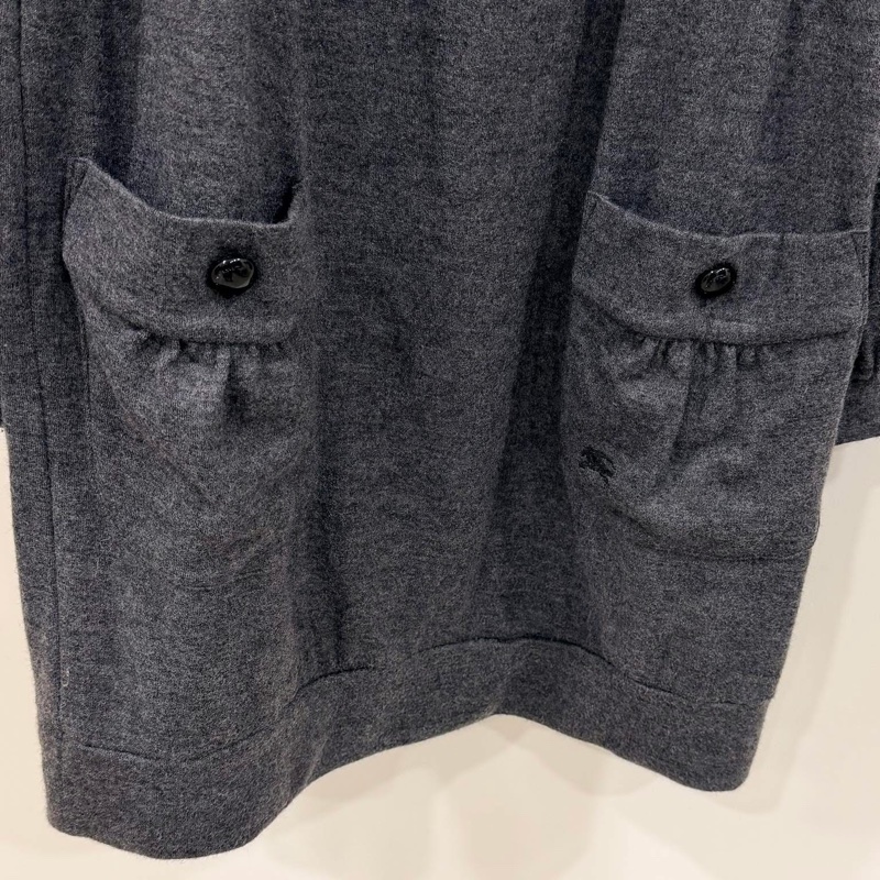 BURBERRY 藍標 高領口袋戰馬毛料洋裝-4