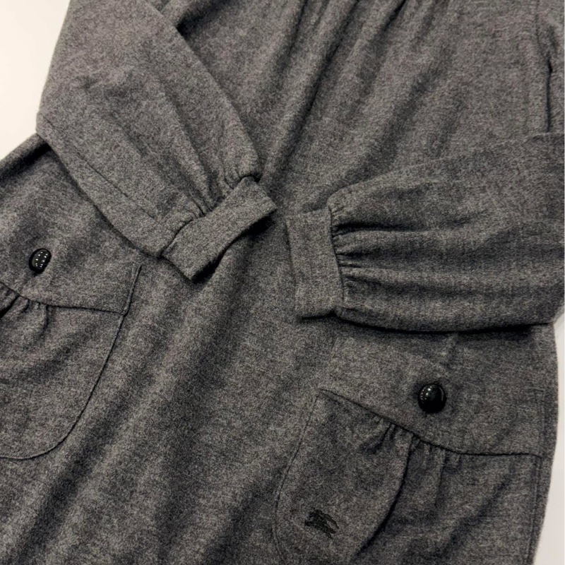 BURBERRY 藍標 高領口袋戰馬毛料洋裝-6