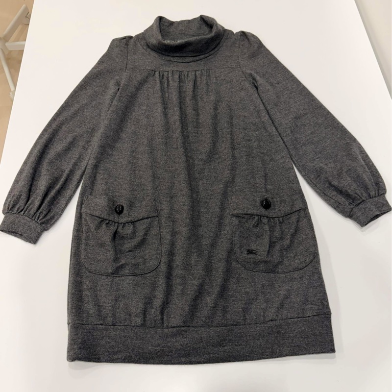 BURBERRY 藍標 高領口袋戰馬毛料洋裝-7