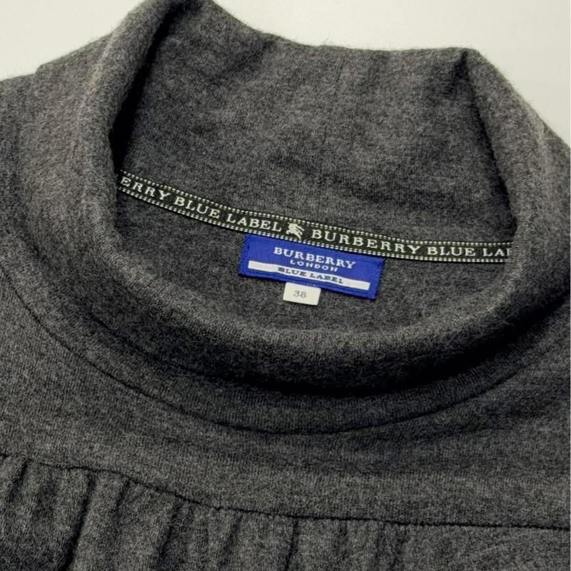 BURBERRY 藍標 高領口袋戰馬毛料洋裝-8