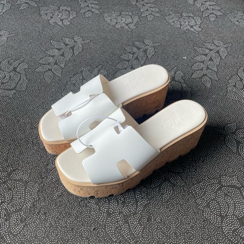 全新 Hermes 愛馬仕白粽厚底H涼鞋37碼