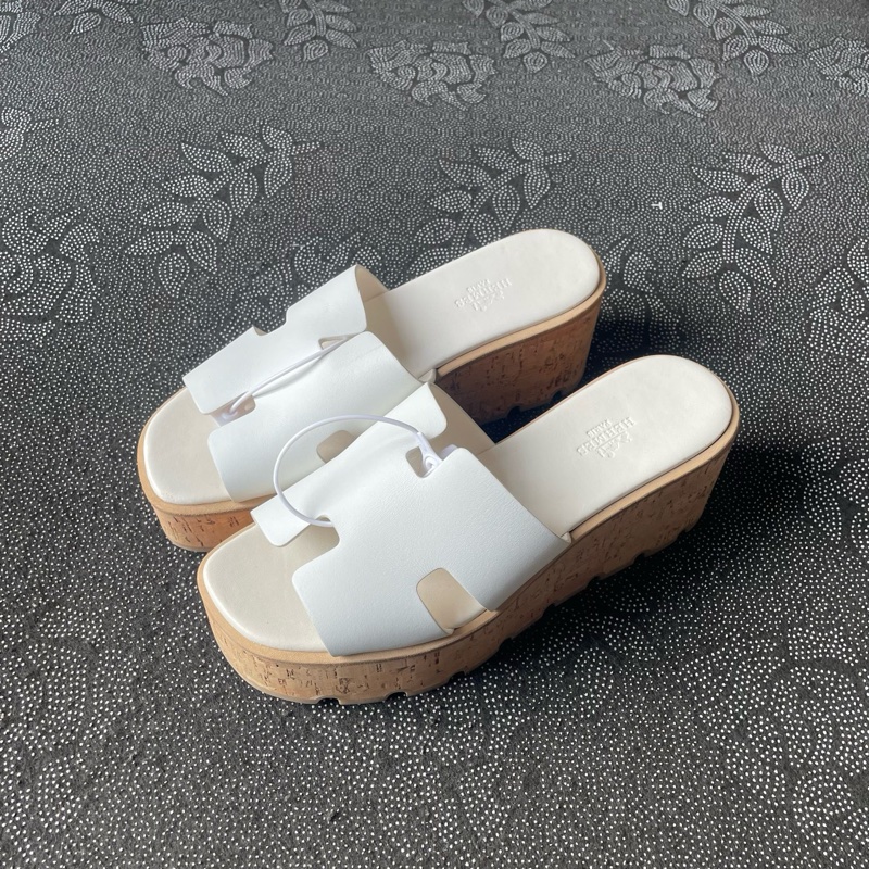 全新 Hermes 愛馬仕白粽厚底H涼鞋37碼-0
