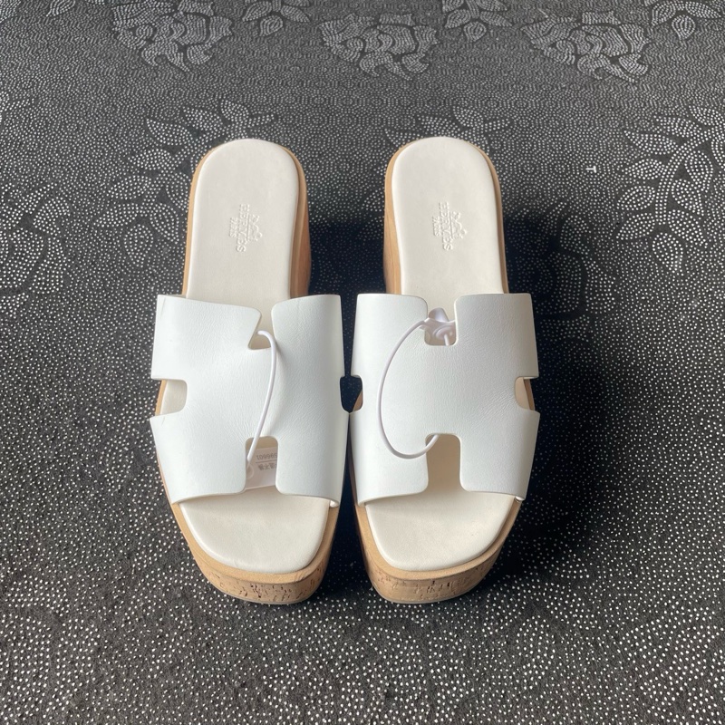 全新 Hermes 愛馬仕白粽厚底H涼鞋37碼-1