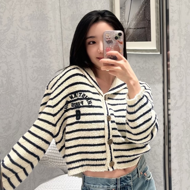 Dior 粗針織海軍領 QQ毛 外套/上衣 修身時髦千金感🐑💚-0