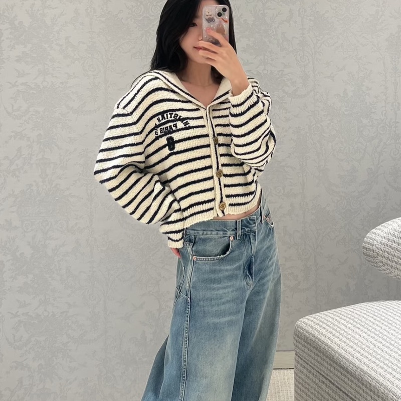 Dior 粗針織海軍領 QQ毛 外套/上衣 修身時髦千金感🐑💚-1