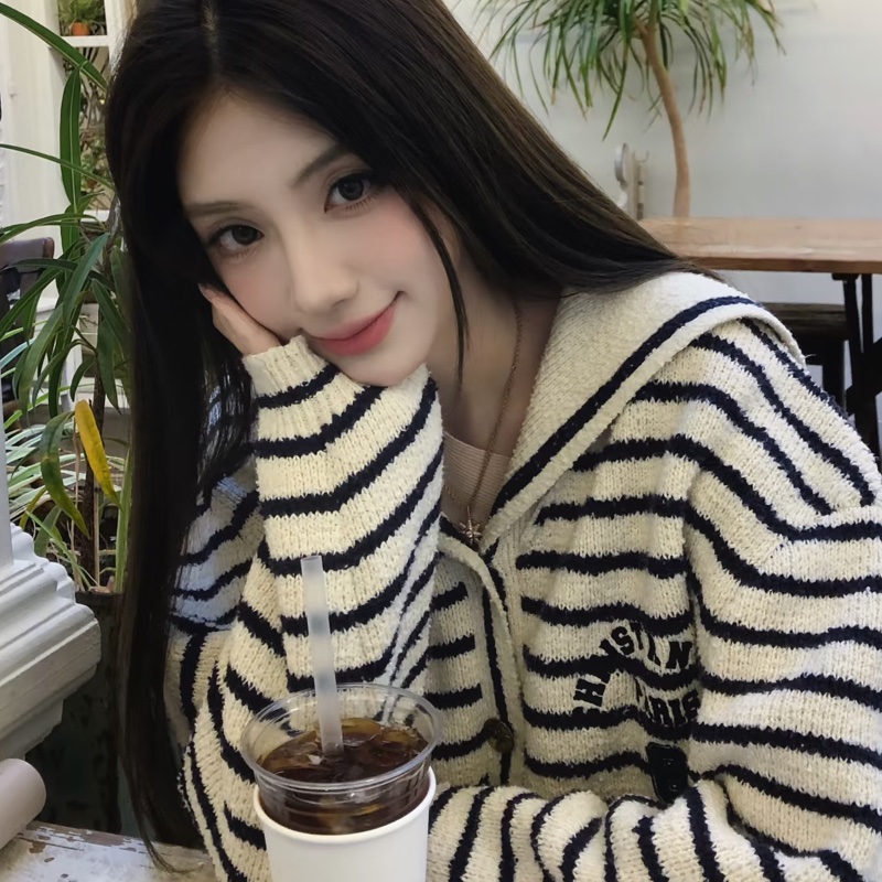 Dior 粗針織海軍領 QQ毛 外套/上衣 修身時髦千金感🐑💚-3