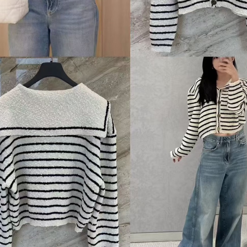 Dior 粗針織海軍領 QQ毛 外套/上衣 修身時髦千金感🐑💚-7