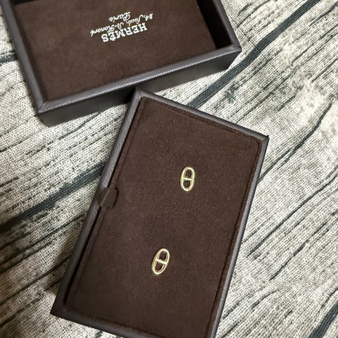 愛馬仕豬鼻子玫瑰金耳環