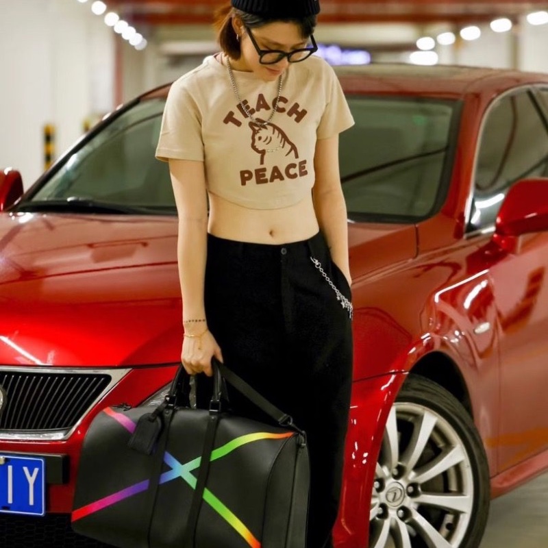 LV Keepall50限量炫彩旅行袋 50*29*20 9新配件肩帶 2鑰匙 鎖-0