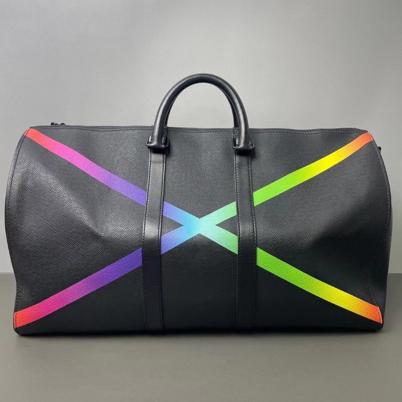 LV Keepall50限量炫彩旅行袋 50*29*20 9新配件肩帶 2鑰匙 鎖-2