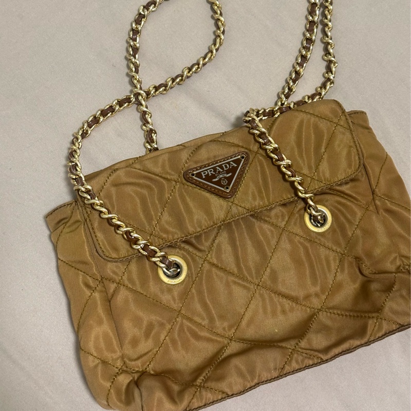 prada翻蓋降落傘20cm焦糖色-5