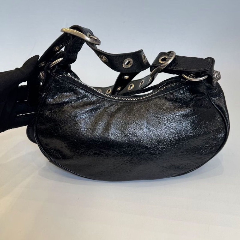 Balenciaga Le Cagole 黑銀鉚釘機車包 月牙包 26*16 9新配件塵袋-2