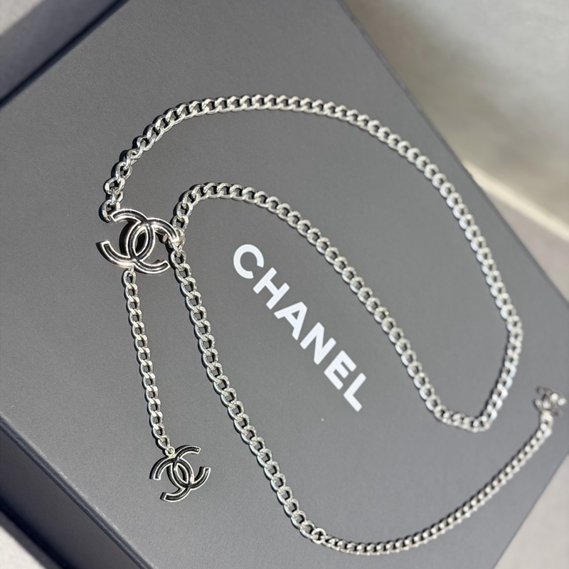 Chanel 黑色銀鏈琺瑯-項鏈 腰鏈 掛鏈多用飾品🫐-7