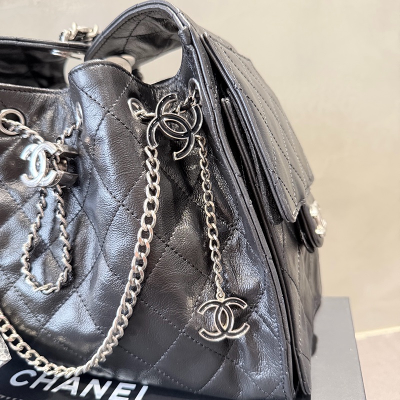 Chanel 黑色銀鏈琺瑯-項鏈 腰鏈 掛鏈多用飾品🫐-10