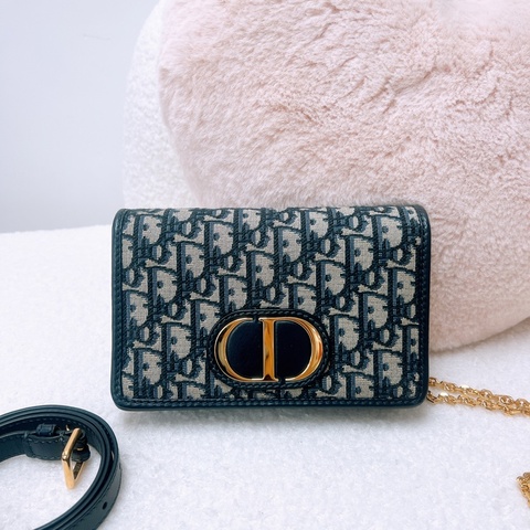 Dior 30蒙田藍色老花 二合一woc/腰包